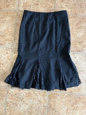 bebe Black Lace-Panel Pencil Skirt